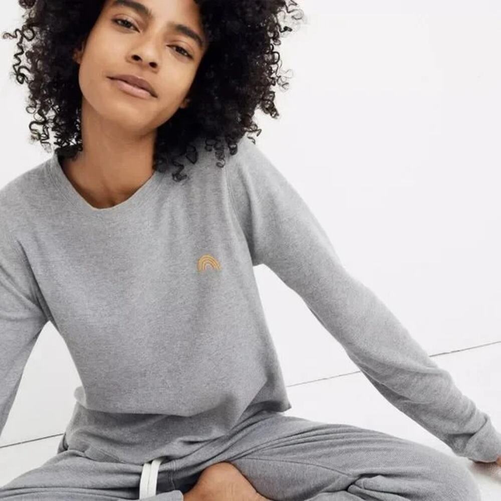Madewell Rainbow Embroidered Honeycomb Pajama Tee Waffle XXS